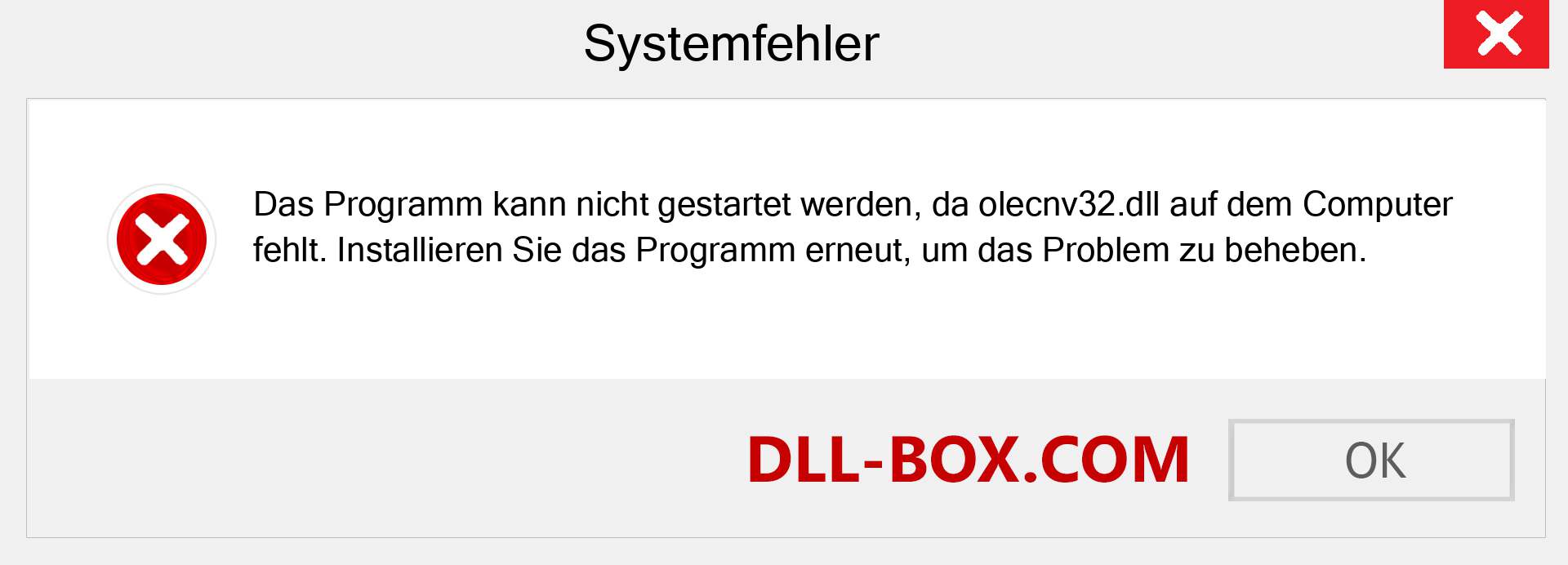 olecnv32.dll-Datei fehlt?. Download für Windows 7, 8, 10 - Fix olecnv32 dll Missing Error unter Windows, Fotos, Bildern